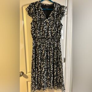 MSK black and white floral print dress XL
